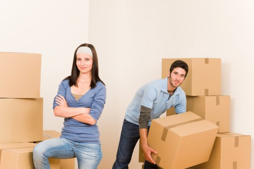 Commercial removals team handling office equipment during a Barnes move