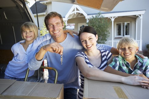 Business move planning with boxes, labels, and equipment in Barnes
